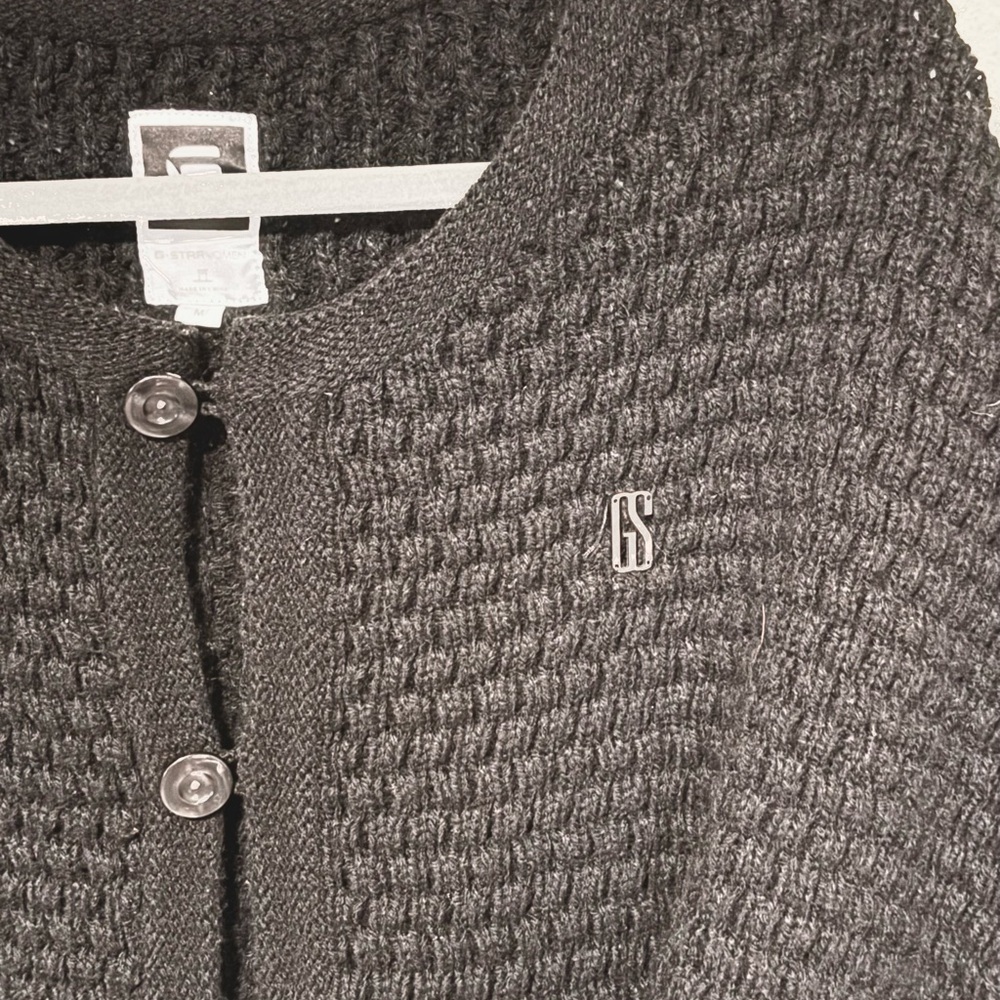 Vintage G-Star Collision Cardigan by Raw Denim Cape Sweater Chunky Rare Size Med - Picture 2 of 5
